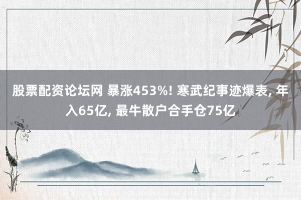 股票配资论坛网 暴涨453%! 寒武纪事迹爆表, 年入65亿, 最牛散户合手仓75亿